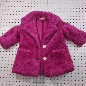 Juicy Couture Dark Pink Faux Fur Coat, Size 24 Months